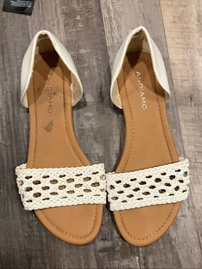 Andiamo White Braided Open-Toe D'Orsay Sandals